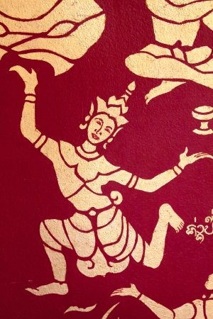 Painting art on wall at temple about Buddhaのeditorial素材