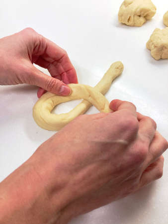 The process of homemade production of Czech bunsの写真素材