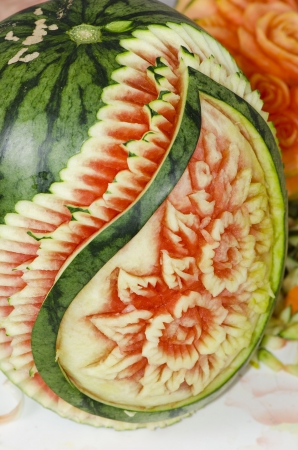 Thai fruit carving handicraftsの写真素材