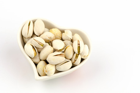 Pistachios on white backgroundの写真素材