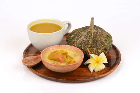 Pumpkin fruit and dessert have medicinal properties on a white background.の写真素材
