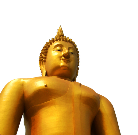 buddha statue isolated on white background with clipping pathの写真素材