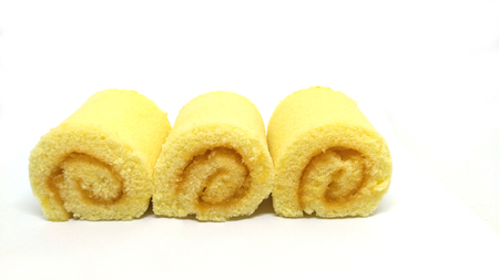 Orange Jam Roll isolated on the white background.の写真素材