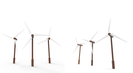 Wind turbine isolated on white background. 3D illustrationの写真素材