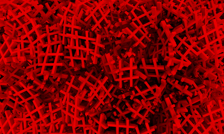 Red hashtag random pattern background. 3d illustration.の写真素材