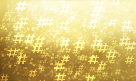 Gold hashtag random pattern background. Illustration.