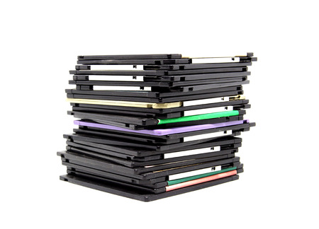 old floppy disc isolated on white backgroundの写真素材