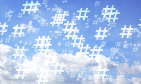 Blue sky and hashtag random pattern background. Illustration.の写真素材