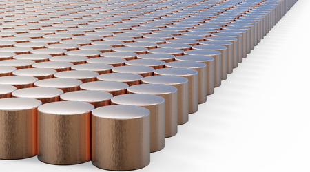 Copper cylinder pattern template background. 3D rendering.の写真素材