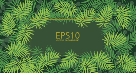 tropical green leaf pattern backgroundのイラスト素材