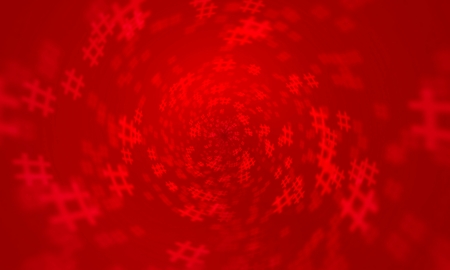 Red hashtag random pattern background. Illustration.