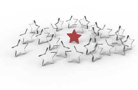 Group of stars isolated on white background. Leader concept. 3D rendering.の写真素材