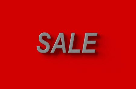 Sale tag for discount promotion on red background. 3D illustration.の写真素材