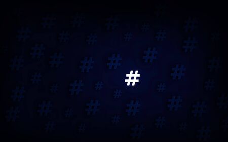 Hashtag icon glow in the dark background. 3D Illustration.の写真素材