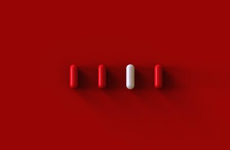 White and Red capsule medicine. 3D illustration.の写真素材
