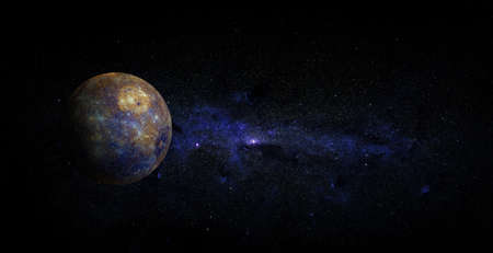 Mercury on space background.