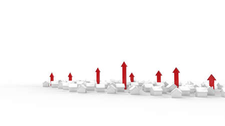 Real estate business growth with arrow. 3D Illustration.の写真素材