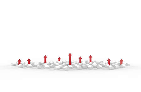 Real estate business growth with red arrow. 3D Illustration.の写真素材