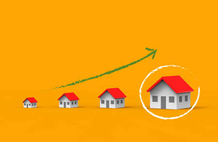 Real estate business growth. Group of house. 3D Illustration.の写真素材
