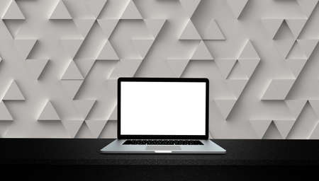 Modern laptop  isolated on white background. 3D Illustration.の写真素材