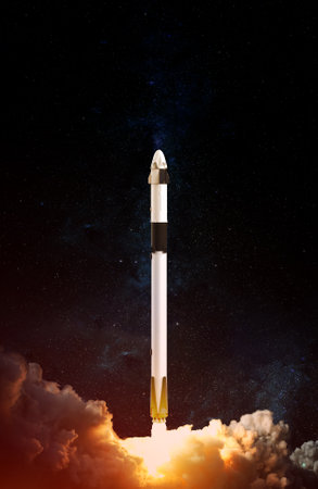Space Shuttle takes off into space.