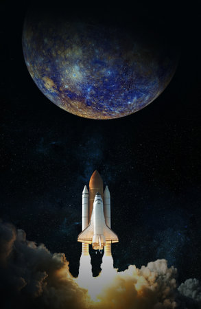 Space Shuttle takes off to Mercury.の写真素材