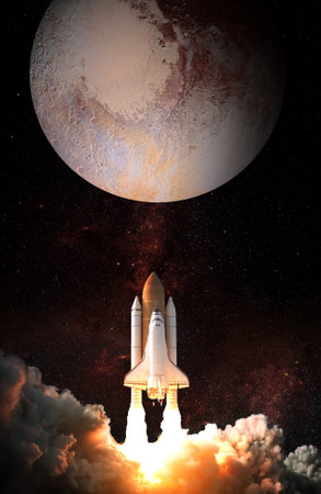 Space Shuttle takes off to Pluto.の写真素材