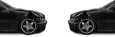 Car crash accident isolated on white background. Broken headlight.の写真素材