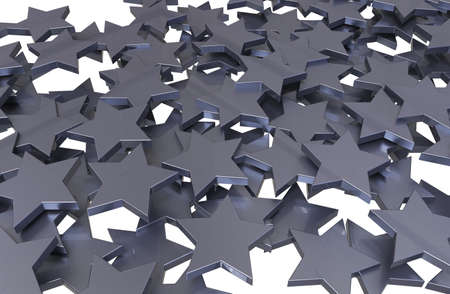 Silver Stars pattern isolated on white background. 3D rendering.