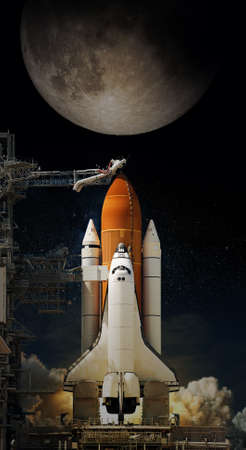 Space Shuttle takes off into space. Elements of this image furnishedの写真素材