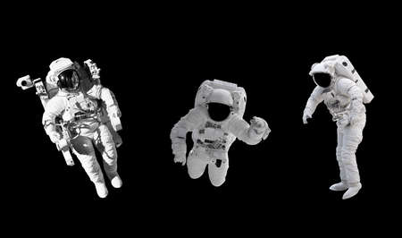 Space suits isolated on black background with  path. Elements of this image furnishedの写真素材