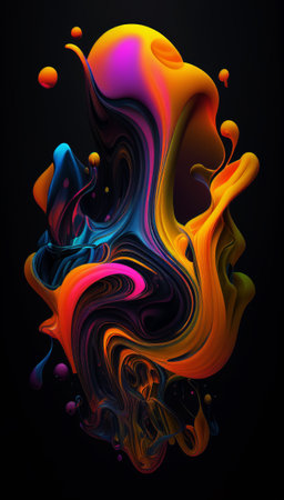 Abstract colorful gradient fluid grow in the dark. illustration.の写真素材