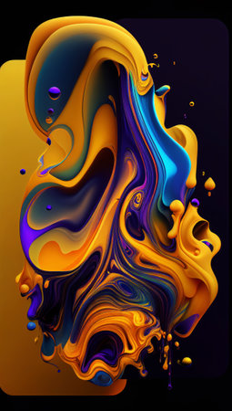 Abstract colorful gradient fluid grow in the dark. illustration.の写真素材