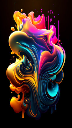 Abstract colorful gradient fluid grow in the dark. illustration.の写真素材