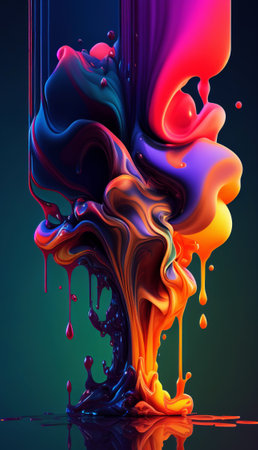 Abstract colorful gradient fluid grow in the dark. illustration.の写真素材