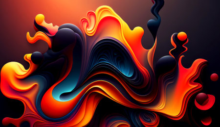 Abstract colorful gradient fluid grow in the dark. illustration.の写真素材