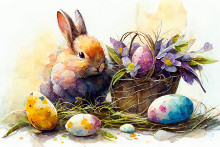 Happy easter day background. Ai generated.の素材