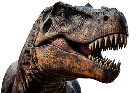 T-Rex dinosaur isolated on transparent background. Ai generated.の素材
