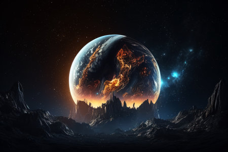 Imagery of imaginary planets for your cosmic image. Ai generated.の写真素材