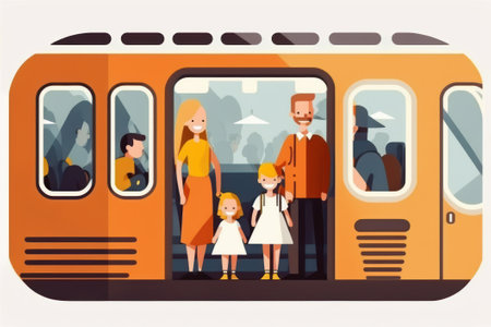Families who spend time traveling together. Ai generated.の素材