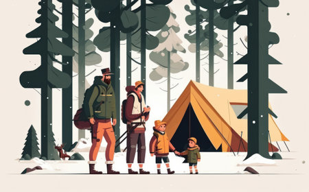 Families who spend time traveling together. Ai generated.の素材