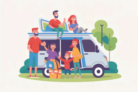 Families who spend time traveling together. Ai generated.の素材