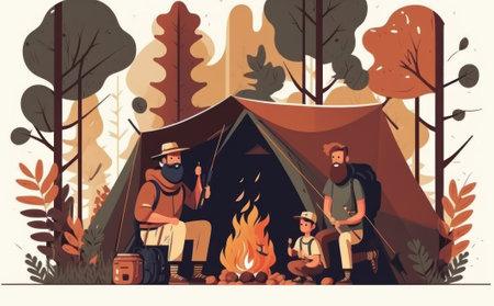 Families who spend time traveling together. Ai generated.の素材