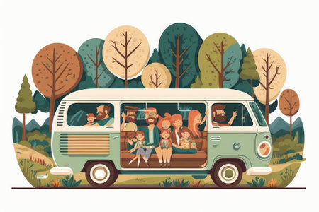 Families who spend time traveling together. Ai generated.の素材