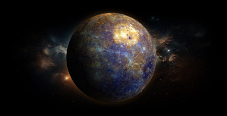 Mercury on space background. Elements of this image furnished by .