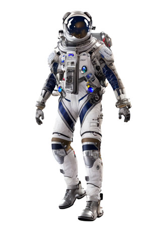 Space suits isolated on white background.  Ai generated.の素材