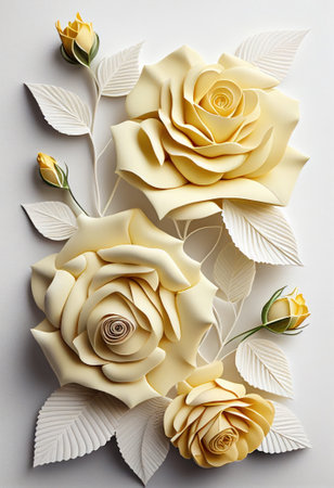 Flower roses art paper cut style. Ai generated.の素材