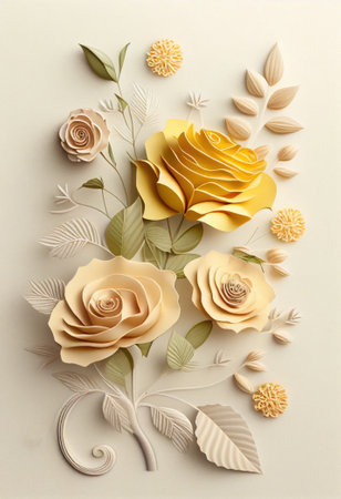 Flower roses art paper cut style. Ai generated.の素材