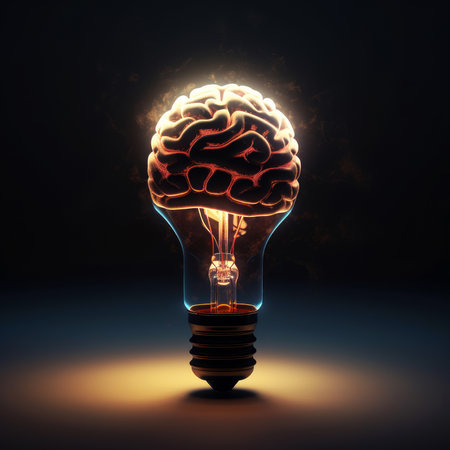 Human brain in lightbulb business idea concept. Ai generated.の素材