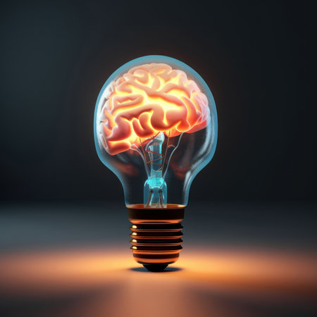 Human brain in lightbulb business idea concept. Ai generated.の素材